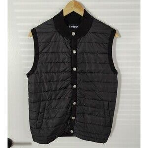 Barbour Mens Medium Black Quilted Vest Button Jacket (Read Desc)